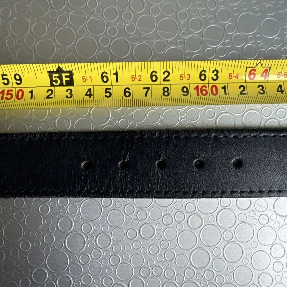 Davis Big & Tall Mens Black Leather Belt Interchangeable Buckle USA - Size 62